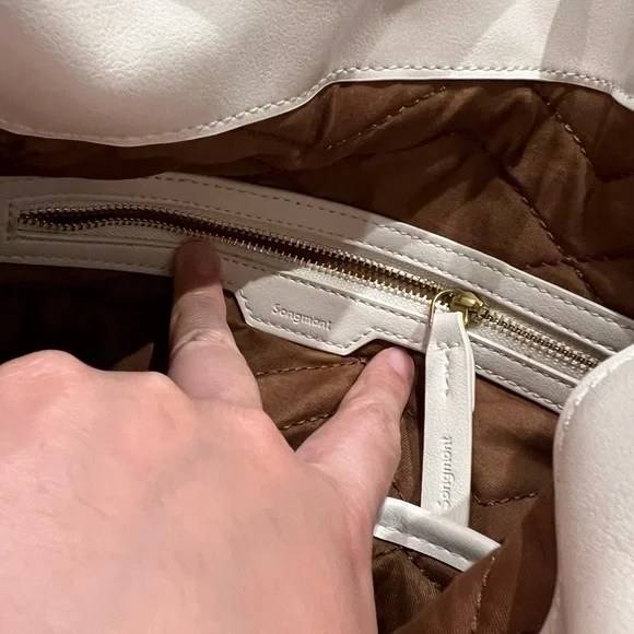Songmont White Leather Gather Bag Medium NWOT READ! - Picture 9 of 9